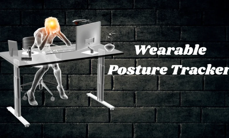 Person sitting with poor posture at a desk, highlighting the need for a wearable posture tracker to prevent neck and back strain.