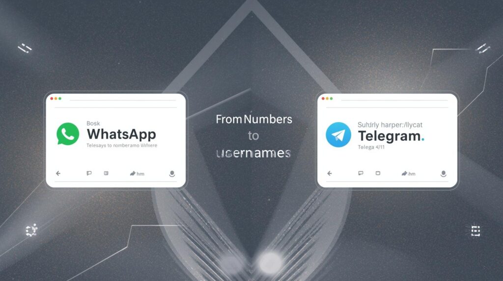 Comparison of WhatsApp and Telegram username-based chat interfaces.