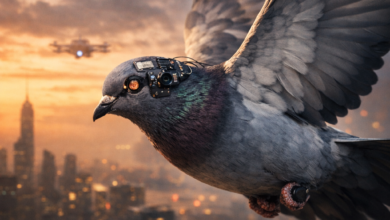 Bio-Hybrid Drones showing living surveillance through bird drone technology using neural implants, animal cyborgs and silent spying